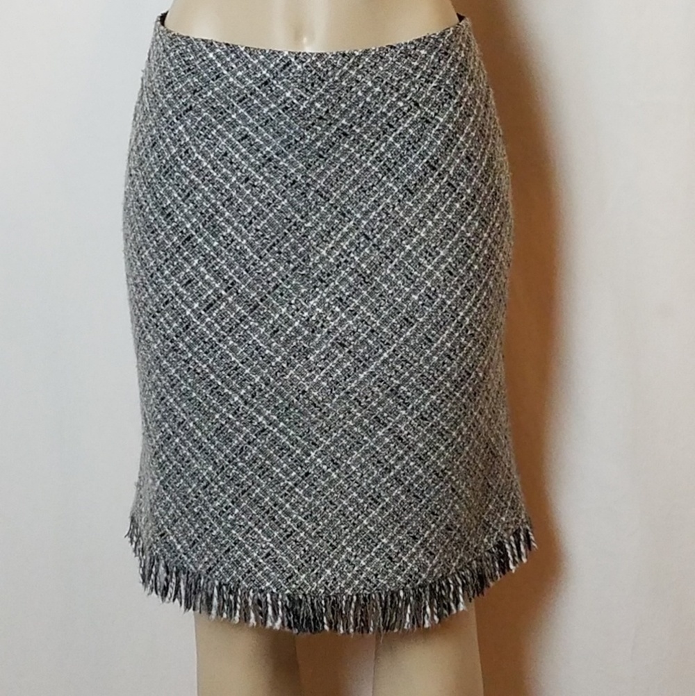 Apostrophe black & white fringed skirt